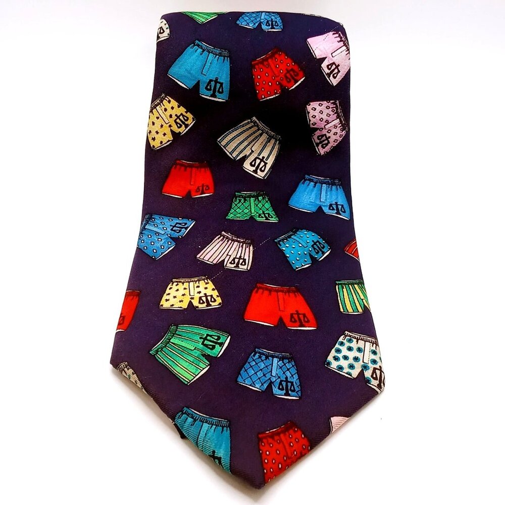 Vintage Alynn Legal Briefs Men's Novelty Tie Silk Colorful Boxer Shorts Print